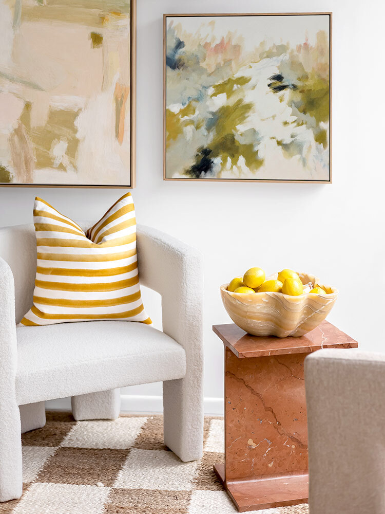 Rumi Striped Mustard Linen Cushion - 50X50cm