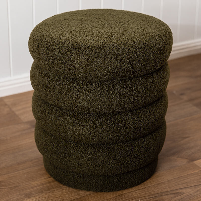 Lucia Round Boucle Stool Khaki