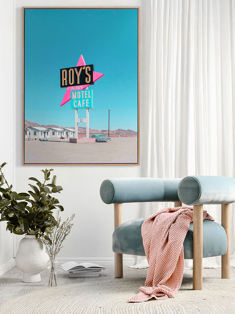 Retro Motel Roadside Canvas Art Print