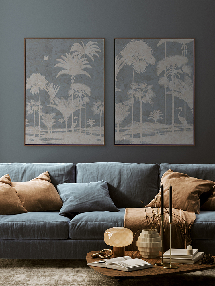 Shadow Palms Blue I Canvas Art Print