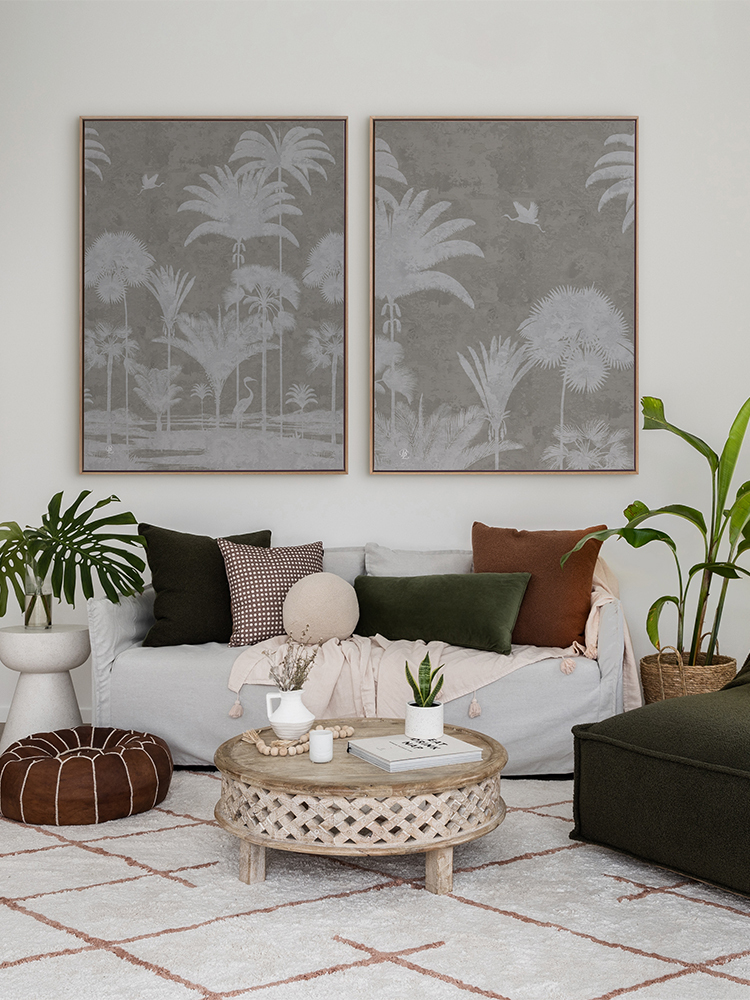 Shadow Palms Beige I Canvas Art Print