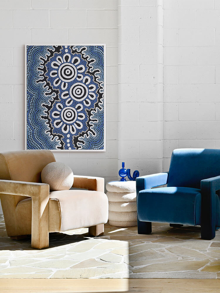 Small Gatherings Dark Blue Canvas Art Print