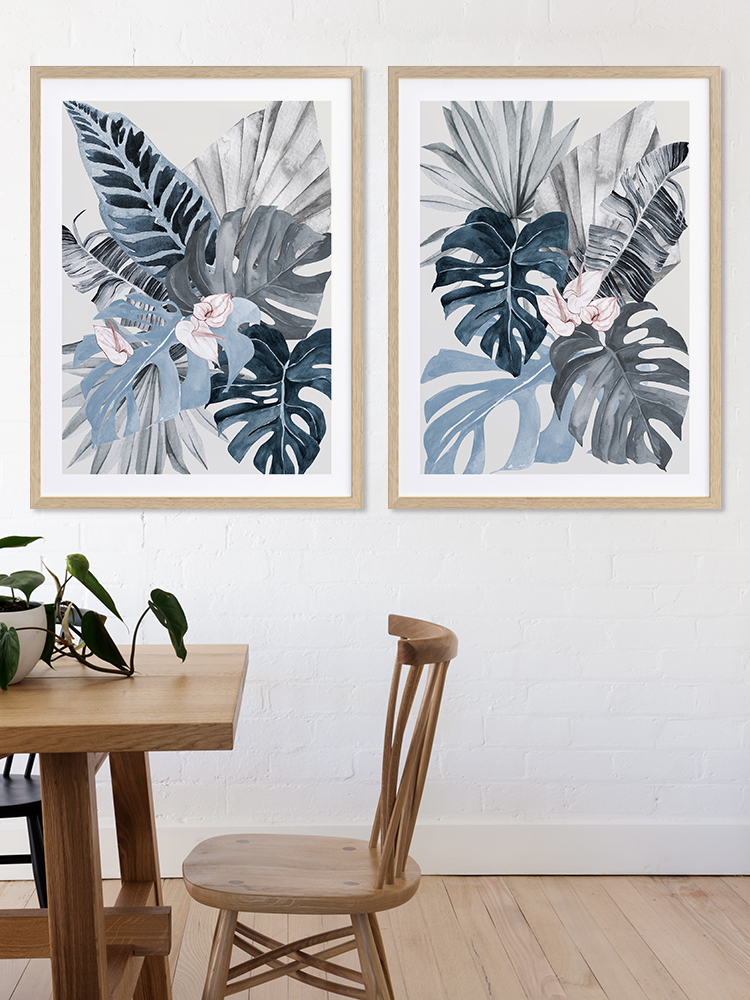 Tropical Leaves Blue I Poster