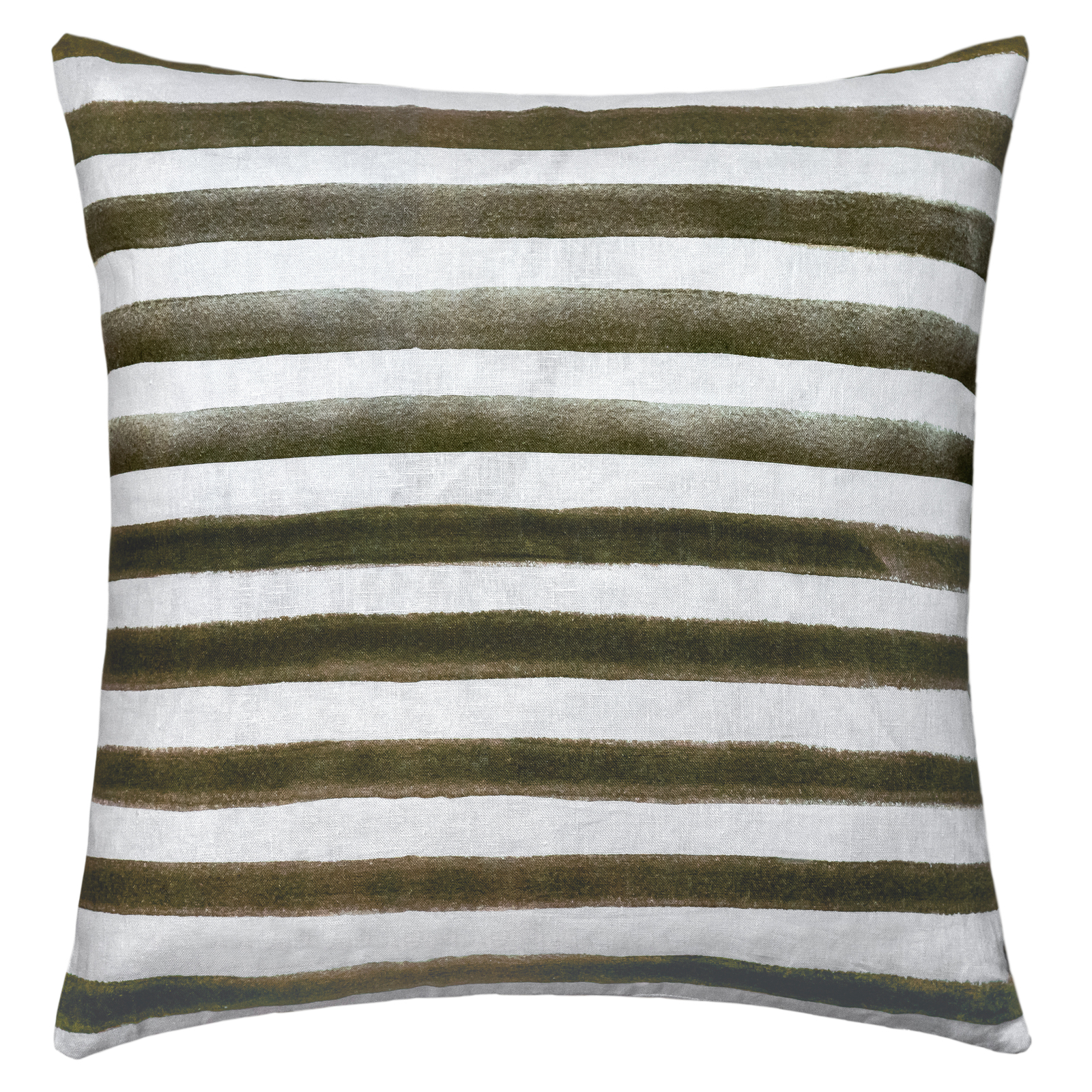 Rumi Striped Khaki Green Linen Cushion - 50X50cm