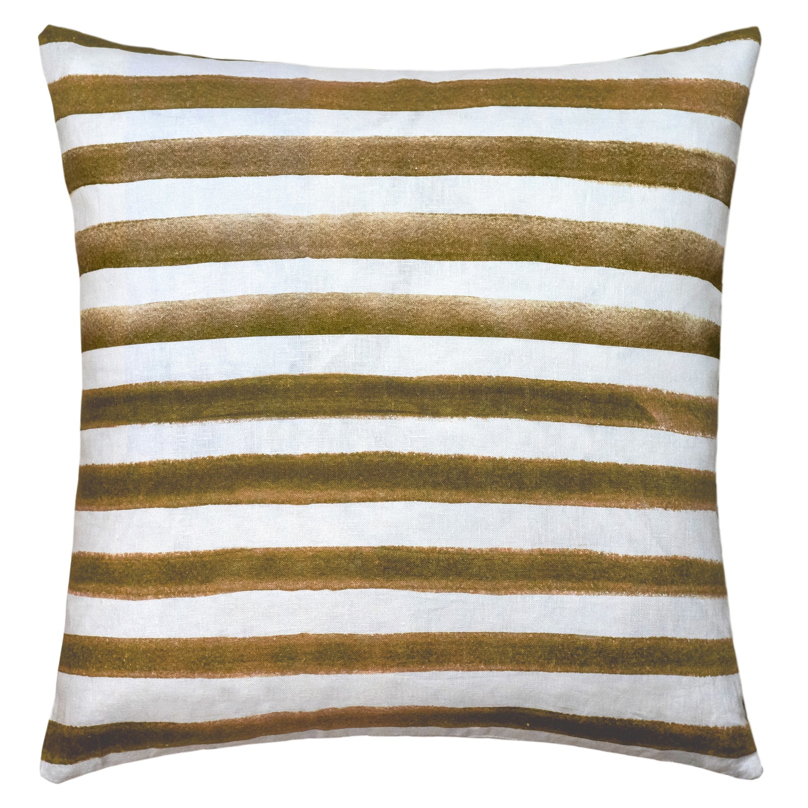 Rumi Striped Olive Green Linen Cushion - 50X50cm