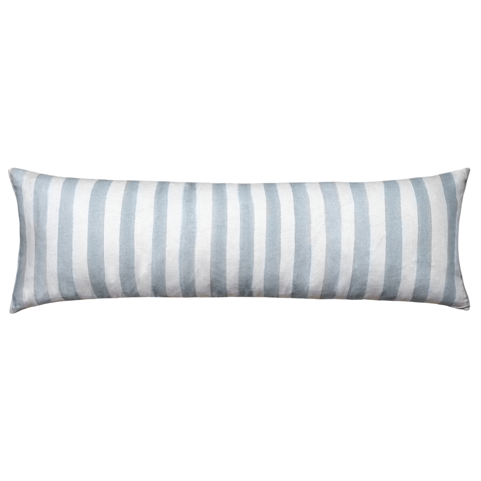 Ziggy Striped Blue Long Lumbar Linen Cushion - 90X30cm