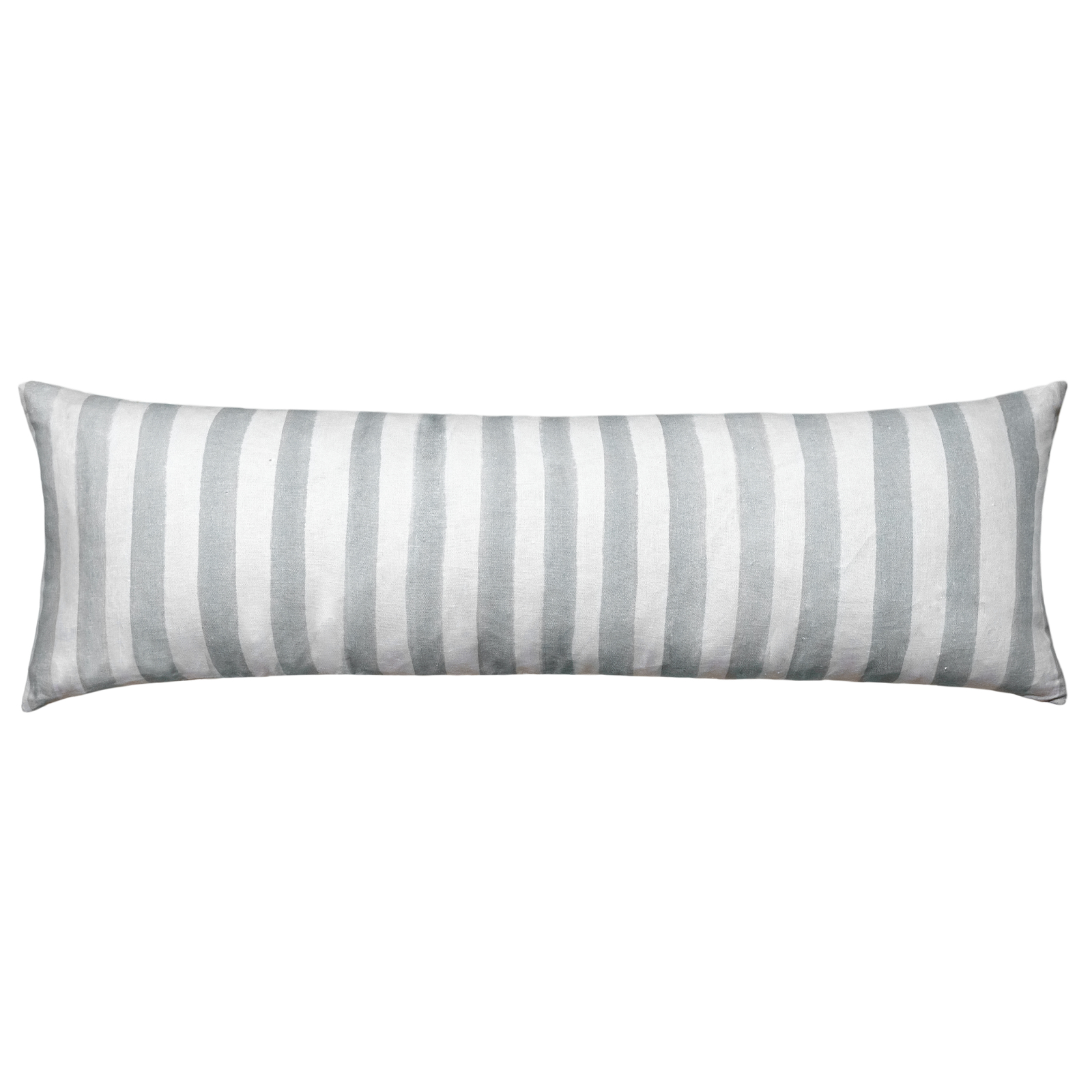 Ziggy Striped Sage Long Lumbar Linen Cushion - 90X30cm