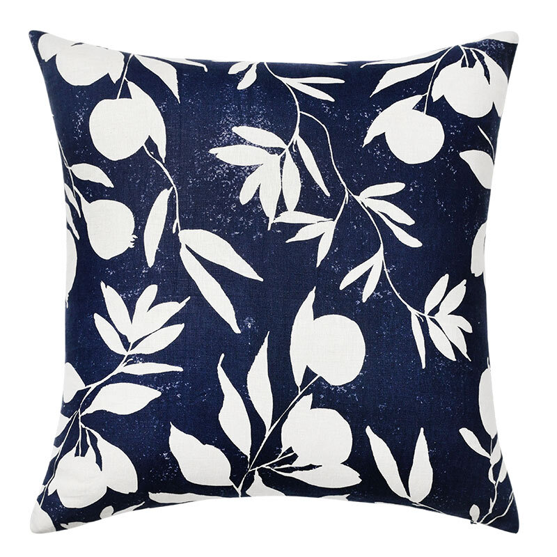 Fallen Flowers Navy Linen Cushion - 60x60cm