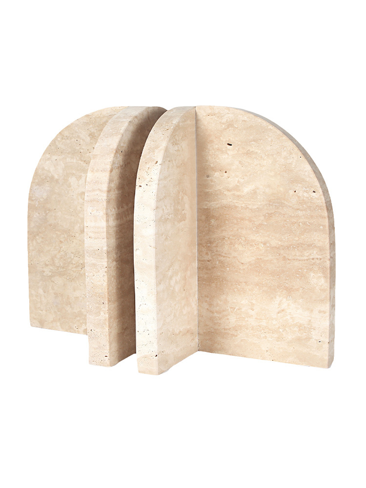 Aurelia Bookends in Travertine - Beige