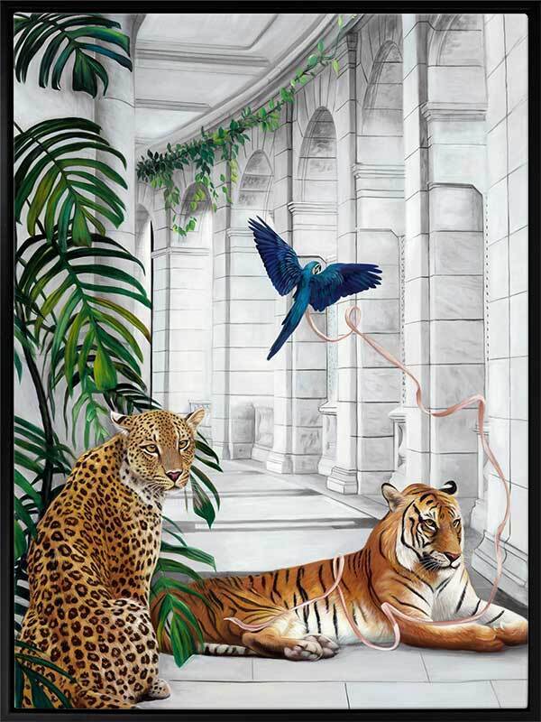 Big Cat Club Art Print - Black Box Frame Canvas - 120x160 - Portrait