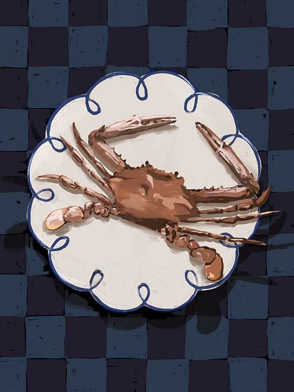 Crustacean Deep Blue Canvas Art Print