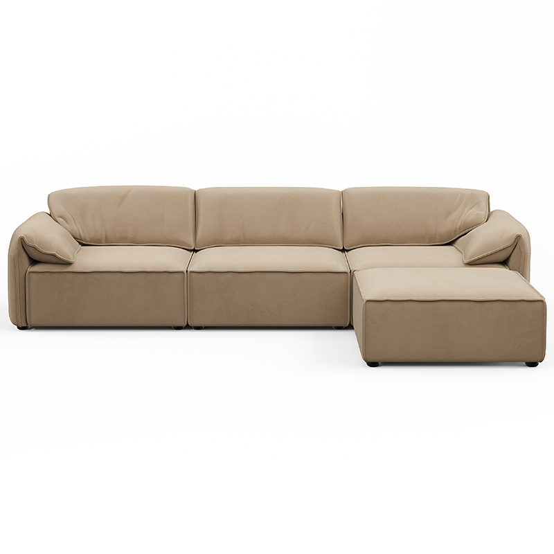 Layla 3 Seater Sofa with Ottoman - Velvet