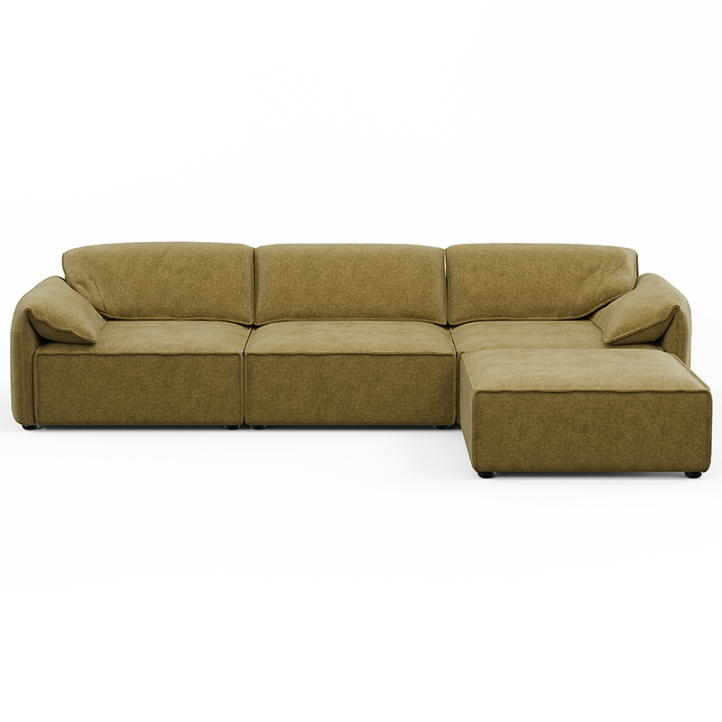 Layla 3 Seater Sofa with Ottoman - Mottled Velvet