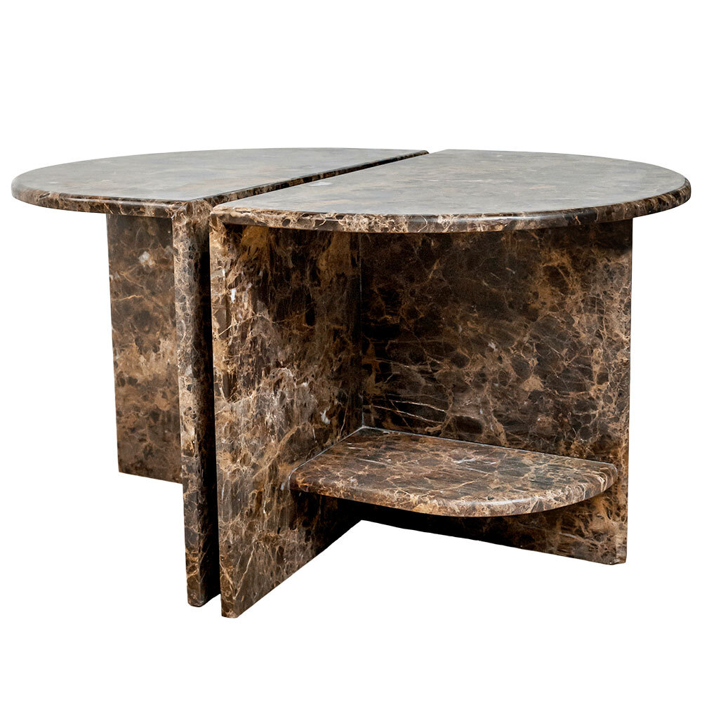 Archer Side Table Set in Marble - Dark Emperador