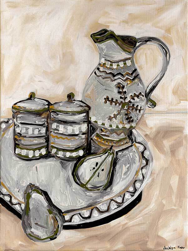 Still Life Tea Party Neutral Canvas Art Print