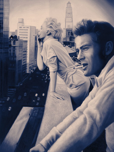 James and Marilyn Blue Poster