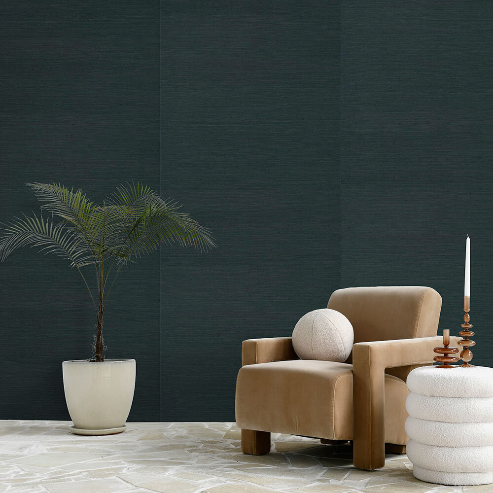 Off the Coast Dark Faux Seagrass Wallpaper